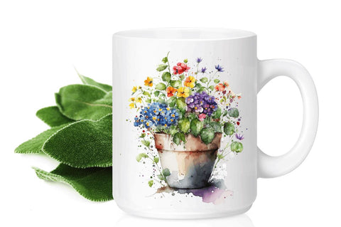 Watercolor Hand Draw Flowers Pot Clipart Sublimation Regulrcrative 