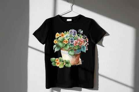 Watercolor Hand Draw Flowers Pot Clipart Sublimation Regulrcrative 