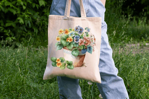 Watercolor Hand Draw Flowers Pot Clipart Sublimation Regulrcrative 