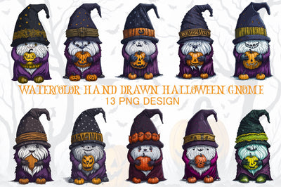 Watercolor Hand Drawn Halloween Gnome Sublimation Creativeart88 