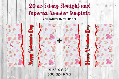 Watercolor Hearts Pattern Tumbler Sublimation Wrap 20 oz Sublimation Sublimatiz Designs 