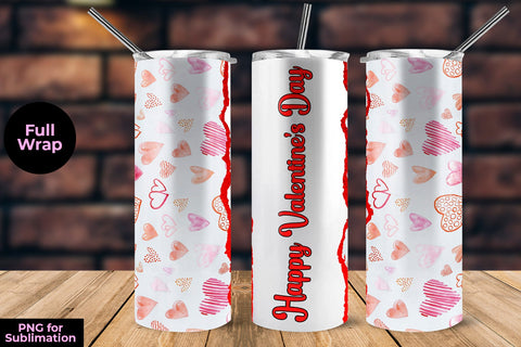 Watercolor Hearts Pattern Tumbler Sublimation Wrap 20 oz Sublimation Sublimatiz Designs 