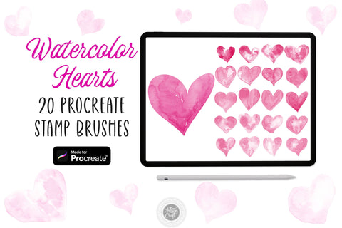 Watercolor hearts Procreate stamps and brushes SVG Artisan Craft SVG 