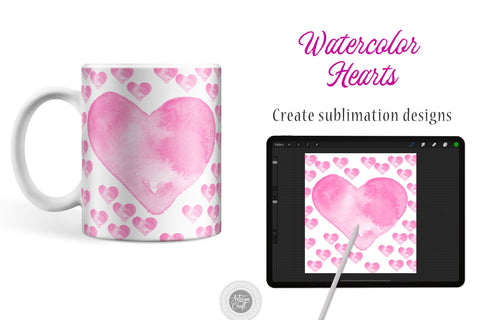 Watercolor hearts Procreate stamps and brushes SVG Artisan Craft SVG 