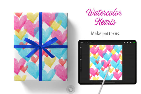 Watercolor hearts Procreate stamps and brushes SVG Artisan Craft SVG 