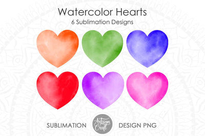 Watercolor hearts, sublimation designs SVG Artisan Craft SVG 