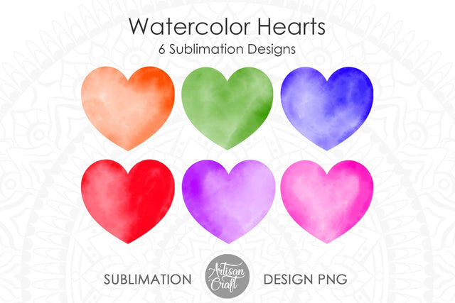Watercolor hearts, sublimation designs SVG Artisan Craft SVG 