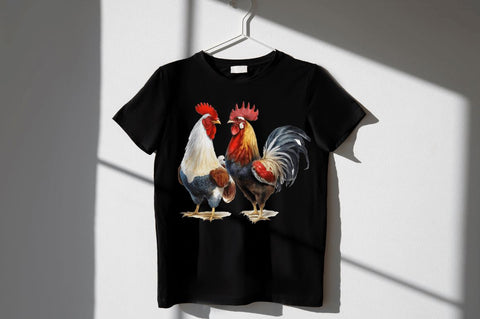 Watercolor Hens and Roosters Clipart Bundle Sublimation Regulrcrative 