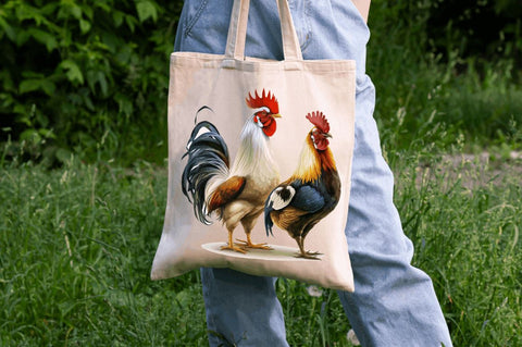 Watercolor Hens and Roosters Clipart Bundle Sublimation Regulrcrative 