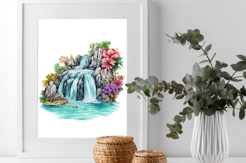 Watercolor Holographic Waterfall Scene Sublimation Regulrcrative 