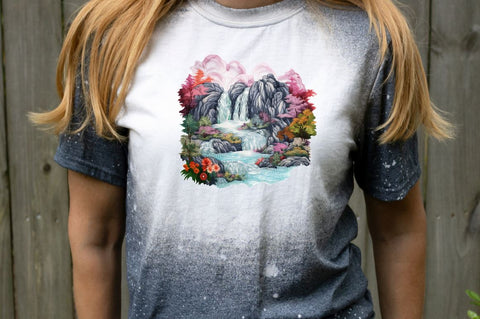 Watercolor Holographic Waterfall Scene Sublimation Regulrcrative 