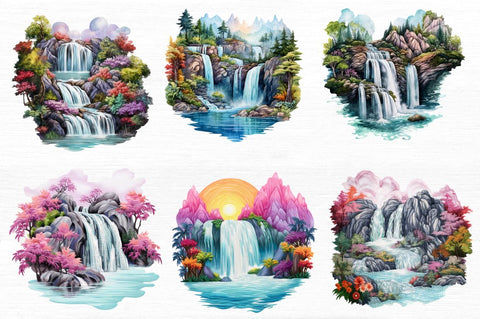 Watercolor Holographic Waterfall Scene Sublimation Regulrcrative 