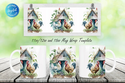 Watercolor home Hens 11, 12 & 15 Oz Mug Sublimation Sublimation Regulrcrative 