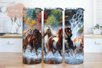Watercolor Horse Tumbler Designs PNG, Horse 20oz Skinny Tumbler Wrap, Horse Tumbler Sublimation, Tumbler Template PNG Sublimation Rabbitmakies 