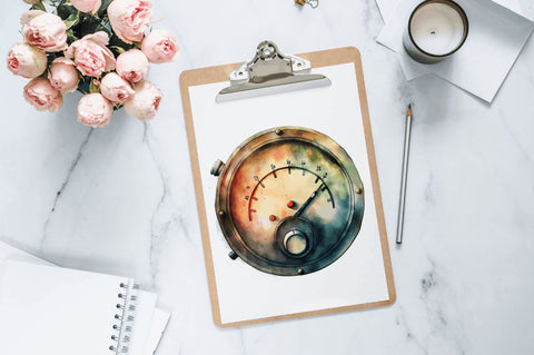 Watercolor Indicator Gas Tank Clipart Bundle Sublimation Regulrcrative 