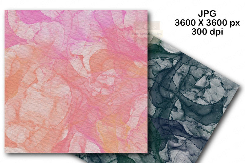 Watercolor Ink Paper Texture Digital Paper Background Pack - So Fontsy