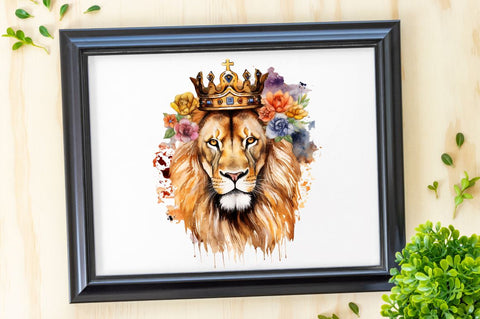 Watercolor King Lion Sublimation Clipart Bundle Sublimation Regulrcrative 