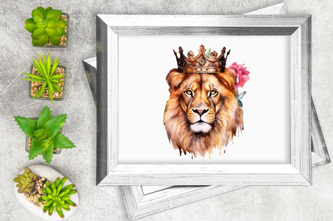 Watercolor King Lion Sublimation Clipart Bundle Sublimation Regulrcrative 