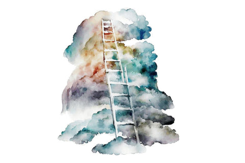 Watercolor Ladder Clouds Clipart Bundle Sublimation Regulrcrative 