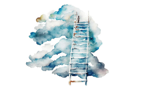 Watercolor Ladder Clouds Clipart Bundle Sublimation Regulrcrative 