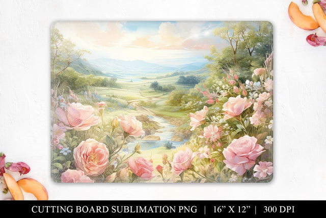 Watercolor Landscape Chopping Board Sublimation Sublimation BijouBay 