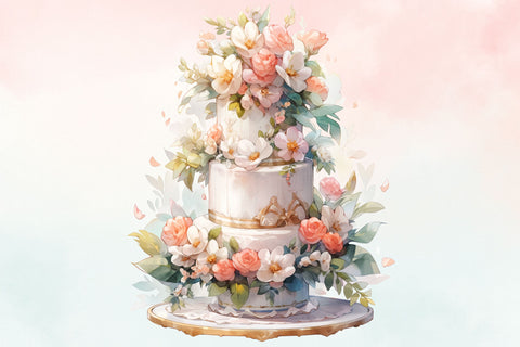 Watercolor Layered Wedding Cake Clipart Sublimation FloridPrintables 