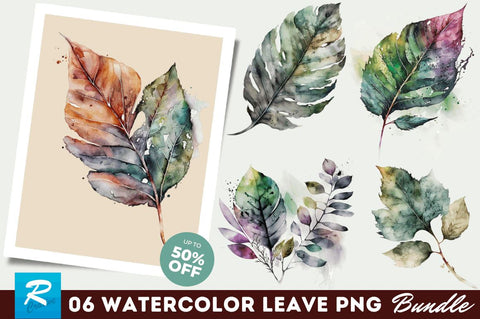 Watercolor Leave Clipart Bundle Sublimation Regulrcrative 