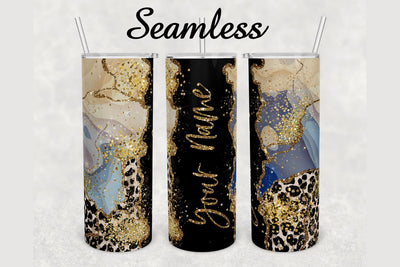 Watercolor Leopard Glitter Agate Tumbler sublimation design 20 oz skinny tumbler wrap Sublimation BambinaCreations 