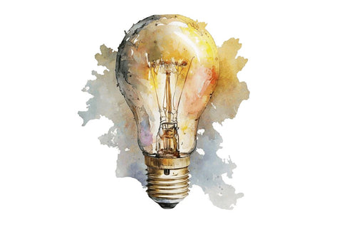 Watercolor Light Bulb Clipart Bundle Sublimation Regulrcrative 