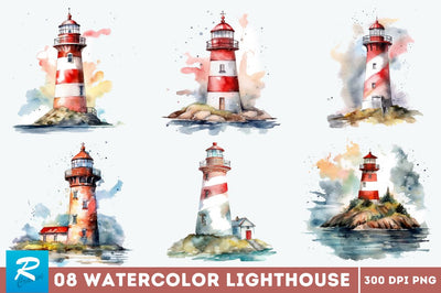 Watercolor Lighthouse Sublimation Bundle Sublimation Regulrcrative 