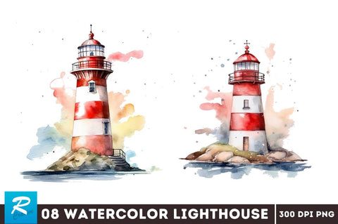 Watercolor Lighthouse Sublimation Bundle Sublimation Regulrcrative 