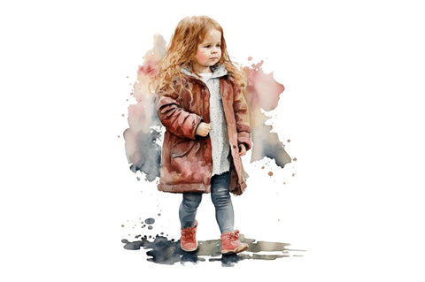 Watercolor Little Girls Clipart Bundle Sublimation Regulrcrative 