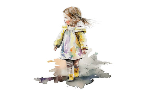 Watercolor Little Girls Clipart Bundle Sublimation Regulrcrative 