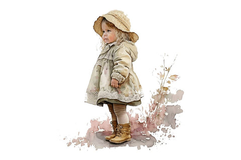 Watercolor Little Girls Clipart Bundle Sublimation Regulrcrative 