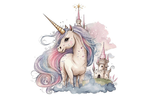 Watercolor Magical Unicorn Clipart Bundle Sublimation Regulrcrative 