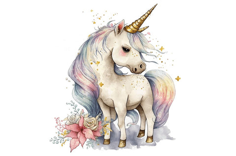 Watercolor Magical Unicorn Clipart Bundle Sublimation Regulrcrative 