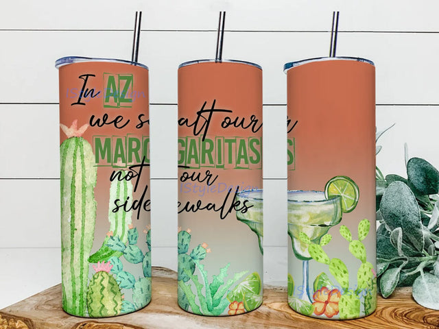 Watercolor Margarita 20oz Skinny Tumbler Sublimation Design Sublimation iStyleDesign 