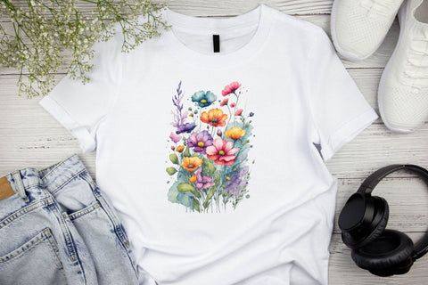 Watercolor Meadow Floral Clipart Sublimation Rupkotha 