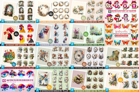 Watercolor MEGA Bundle - 700 PNG Designer Deal Sublimation Regulrcrative 