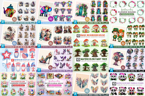 Watercolor MEGA Bundle - 700 PNG Designer Deal Sublimation Regulrcrative 