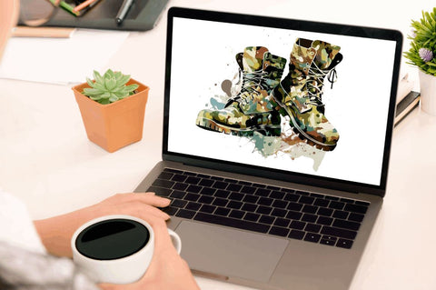 Watercolor Military Boots Clipart Bundle Sublimation Regulrcrative 