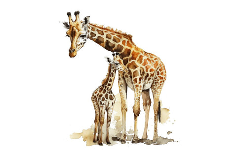Mom and Baby Giraffe Monogram I