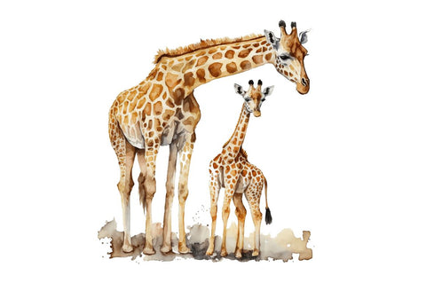 Watercolor Mom and Baby Giraffe Clipart Bundle Sublimation Regulrcrative 