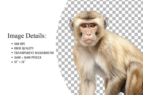Watercolor Monkey Transparent Clipart PNG Sublimation BijouBay 