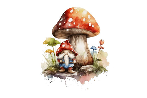 Watercolor Mushrooms Gnome Clipart Bundle Sublimation Regulrcrative 