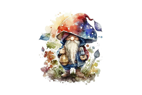 Watercolor Mushrooms Gnome Clipart Bundle Sublimation Regulrcrative 
