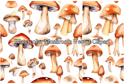 Watercolor Mushrooms Illustration Clip Art EPS Vector SVG Creativeart88 