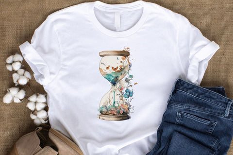 Watercolor Nature Hourglass Clipart Sublimation Regulrcrative 