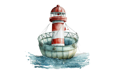 Watercolor Nautical Buoy Clipart Bundle Sublimation Regulrcrative 