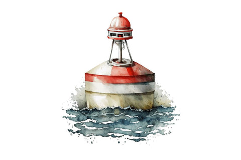 Watercolor Nautical Buoy Clipart Bundle Sublimation Regulrcrative 